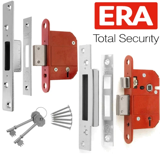 CHROME ERA 5 LEVER MORTICE SASHLOCK / DEADBOLT BS 2.5" 3" Front Door Bolt Lock