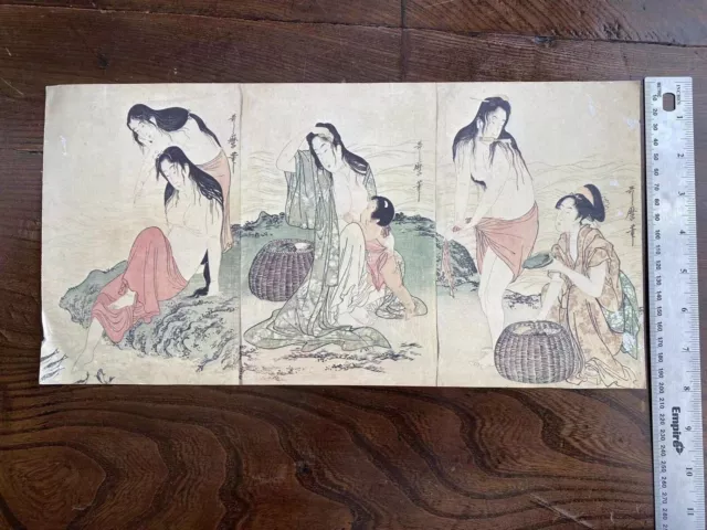 vintage japanese woodblock print, Kitagawa Utamaro,signed
