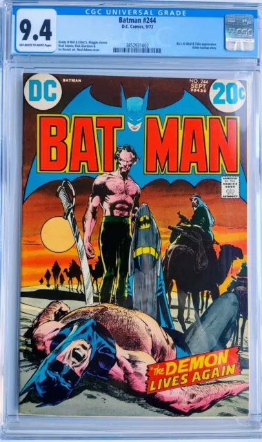 Batman #244 CGC 9.4 DC 1972 Ra's AL Ghul Battle RARE Neal Adams Iconic Cover