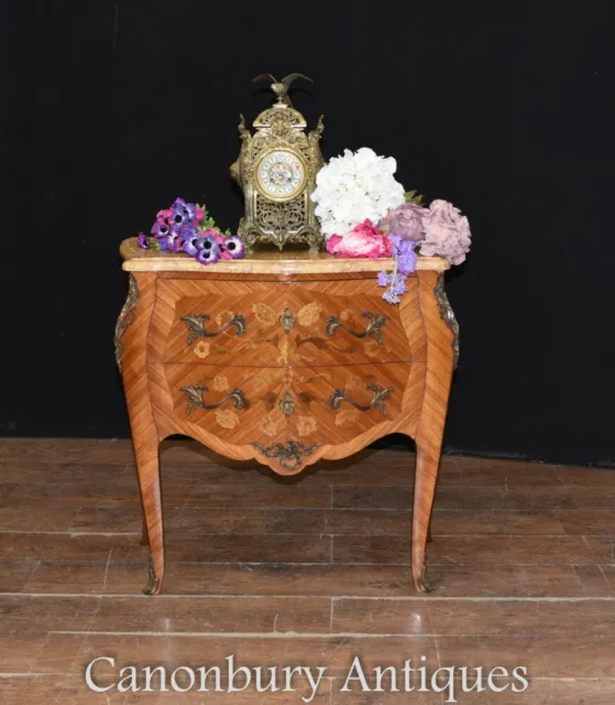 Antique French Commode Nightstand - Bombe Chest