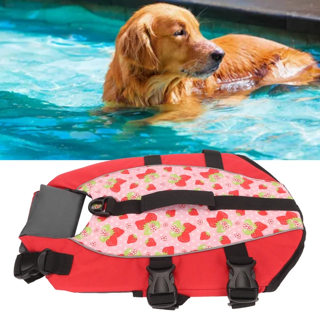 Chaqueta flotante para perro resistente al desgarro ajustable rojo con espalda