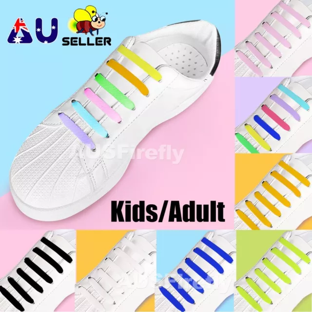 Easy Lazy No Tie Elastic Silicone Shoe Laces Cool Shoelaces Unisex Adults & Kids