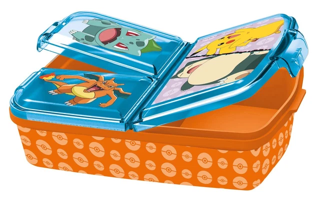 Pokémon Panera Niños Lunchbox 3 compartimentos Clip Cierres Caja 18x13,5x5,5cm NUEVO