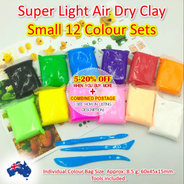 AIR DRY CLAY 12 Colour Pack DIY Craft Gift Soft Clay Super Light Modeling AUSSIE