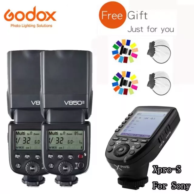 Godox 2pcs V850II 2.4G HSS Flash Speedlite + XPRO-S Trigger Wireless For Sony