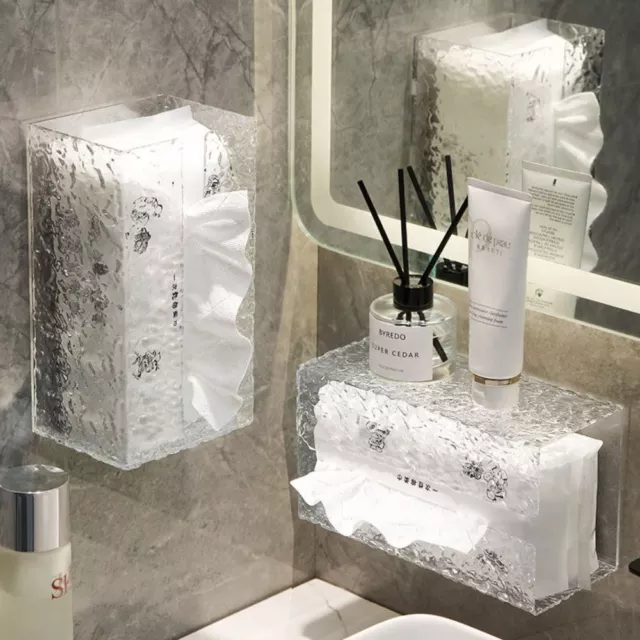 Glacier Pattern Wall Mounted Tissue Box Bathroom Tray Shelf Toilet Paper Box