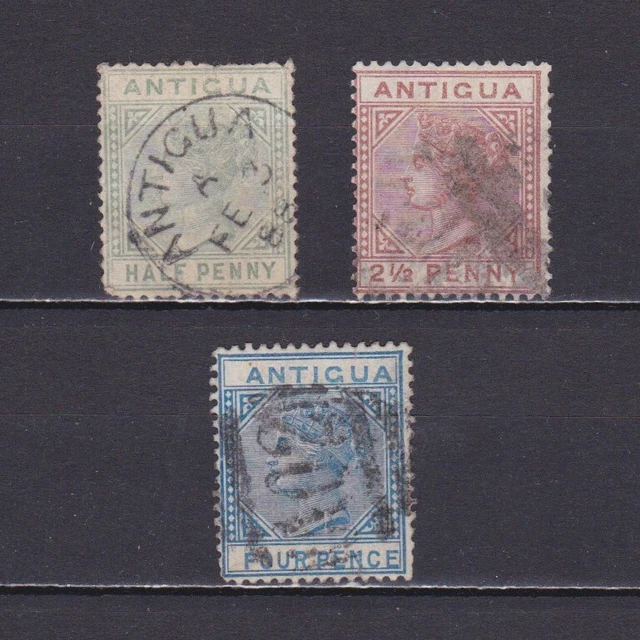 ANTIGUA 1882, SG# 21-23, CV £88, Wmk Crown CA, Used