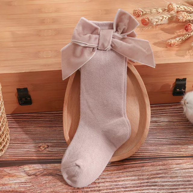 Bambino Ragazza Dolce Calzini Calze Al Ginocchio Con Fiocco Cotone Principessa