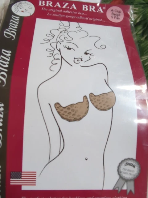 Braza Bra A Cup Beige 5 Pair Pack Lacy Adhesive Stick On