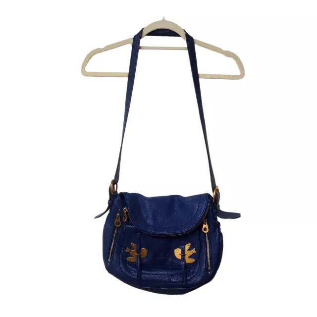 Marc by Marc Jacobs Blue Leather Petal to the Metal Natasha Bird Shoulder Bag