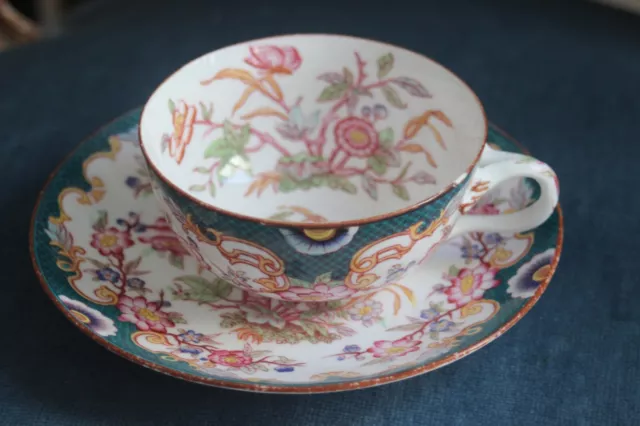 Tasse à thé en porcelaine de Sarreguemines, verte, N° 215 / Goût Minton (2)