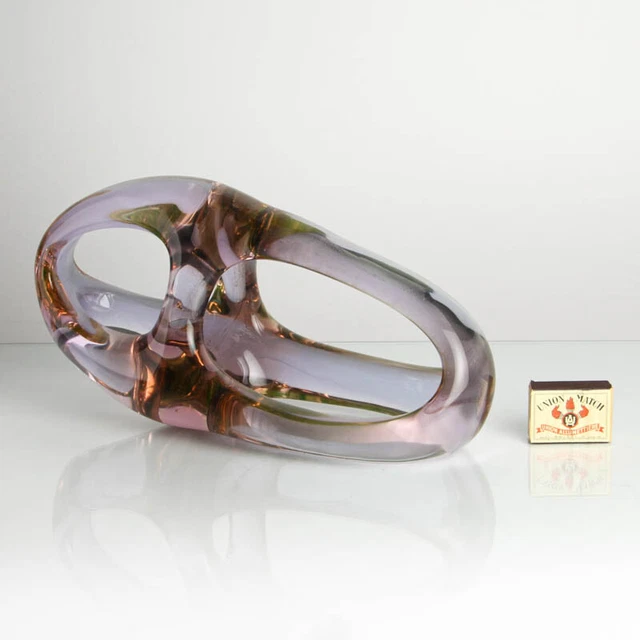 Murano Cristal Objeto Henry Moore Inspiriertes Alexandrit- de Uranio E. Nason