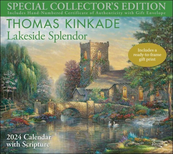 THOMAS KINKADE WITH Scripture 2024 Calendar Lakeside Splendor