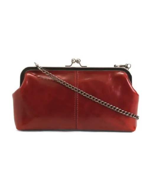 Patricia Nash Potenaz  Framed Leather Crossbody Bag Purse Berry Red NWT