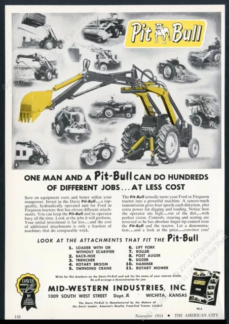1954 Pit Bull dog art logo Davis Pitbull loader photo vintage trade print ad 2