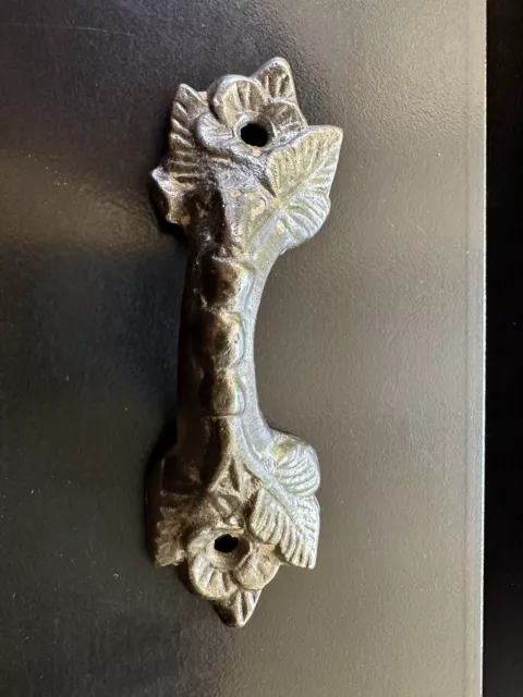Antique Fancy Floral Victorian Iron Screen Door Handle or Drawer Pull Perfect