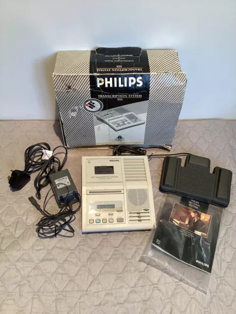 Philips Transcription Dictation System 555 With Foot Pedal & Power Supply-Boxed