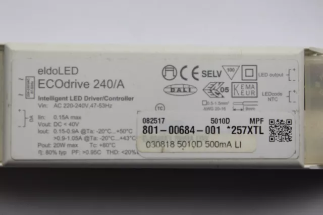 eldoLED ECOdrive 240/A 20w 500mA Resettable Intelligent DALI LED Driver 2