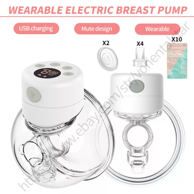 Electric Breast Pump Wearable Milker Hands Free Automatic Milk Extractor 2 Modes