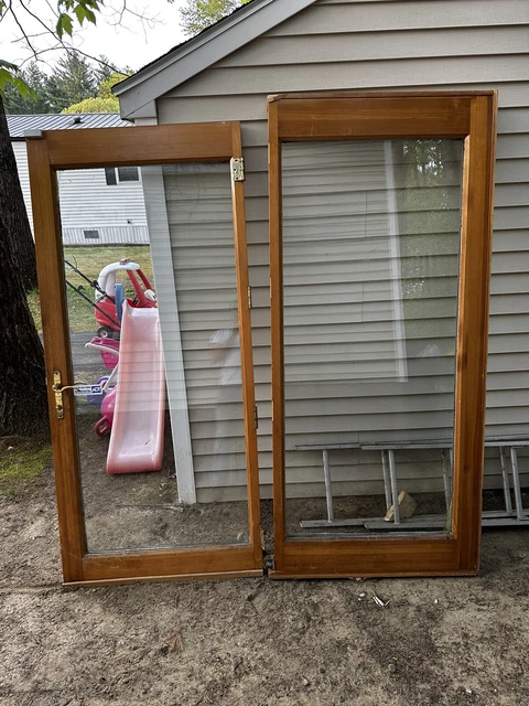 French glass door. beautiful wood frame.