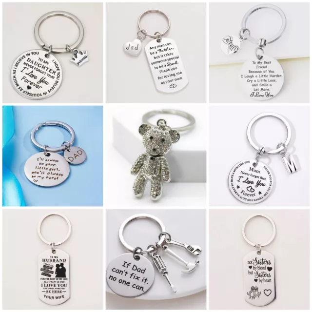 ENGRAVED  Gifts For Her Him Mum Auntie Sister Brother Dad Son Keyring Present