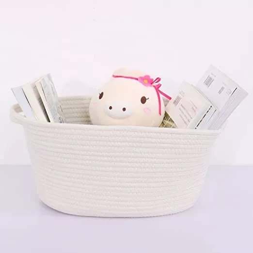 Large Woven Storage Basket 16''x14'' Cotton Rope Organizer Baby Toy Laundry