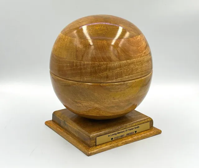 Cremate Urne Sphere Holz Urne Für Menschliches Ashes Solid Holz Urne M