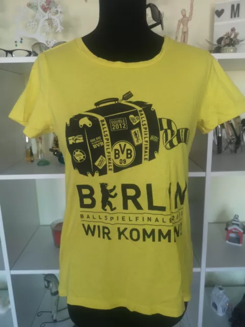 Borussia Dortmund Damen BVB T-Shirt Puma Gelb S/M 38 DFB Finale 2015 Berlin