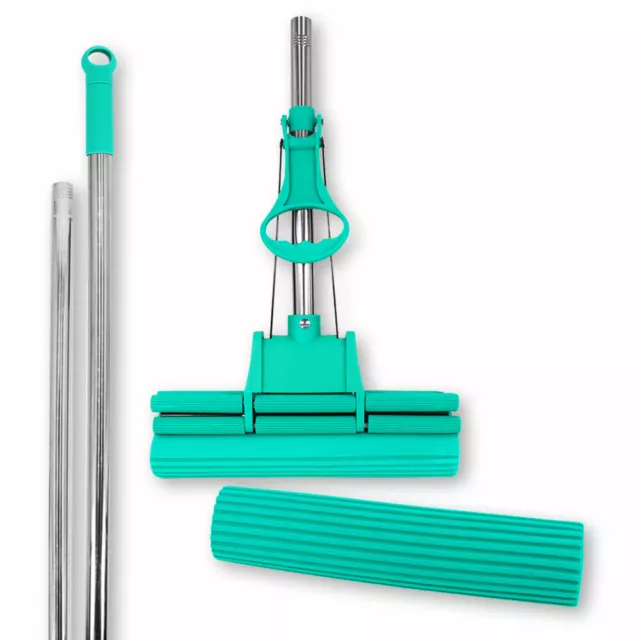 (37,90€) Set -Abacus Green Mop 30 cm mit Ersatzschwamm, Wischmopp, Wischmop, Mop