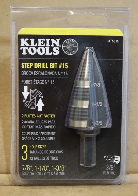 Klein Tools KTSB15 Step Drill Bit #15   7/8", 1-1/8", 1-3/8"  #1150