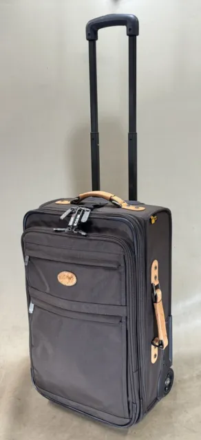 Kirkland Signature 22” Upright Expandable Wheeled CarryOn Suitcase Brown Cordura