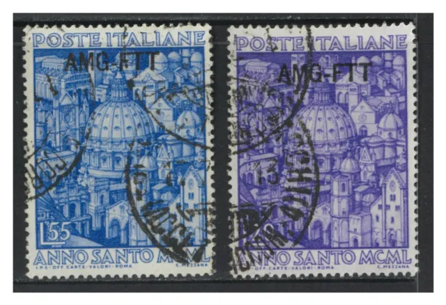 Trieste Zone A 1950 Holy Year Set of 2 Stamps Scott 74/75 Fine Used 19-6