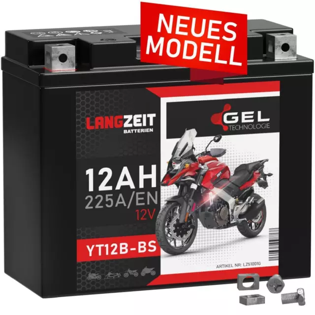 Langzeit YT12B-BS Motorradbatterie Gel 12V 12Ah YT12-B4 GT12B-4 CT12B-4 51001