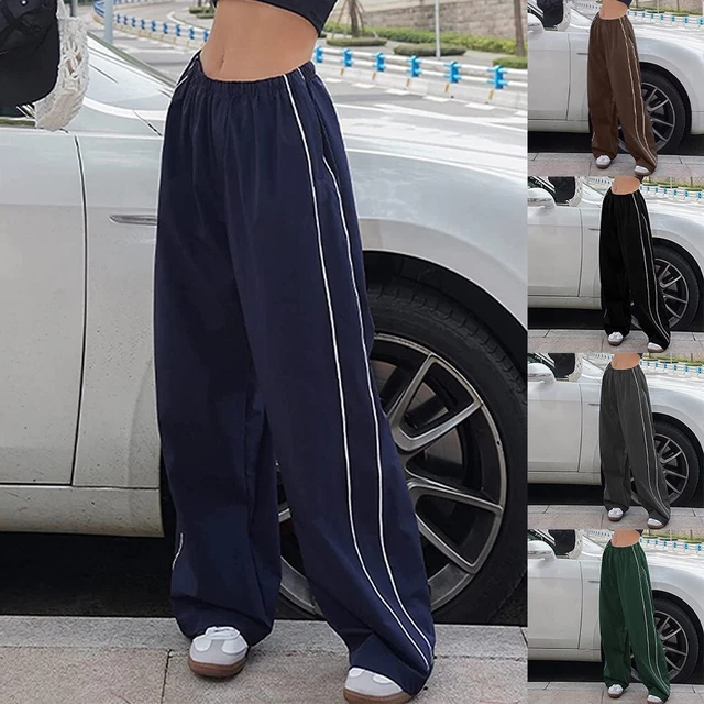 WOMEN'S BAGGY TRACK Pants Featuring a Wide Leg Design and Elastic