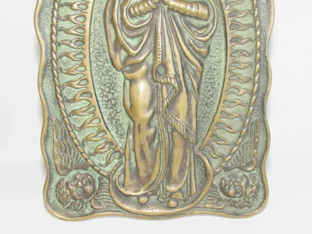 05J4 Antik Icone Der Jungfrau Um 1620 Bronze Patiniert Signiert Max Le Verrier 3