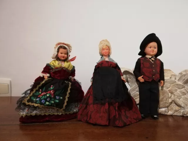 Poupée folklorique régionale Aurillac celluloïd trio doll vintage