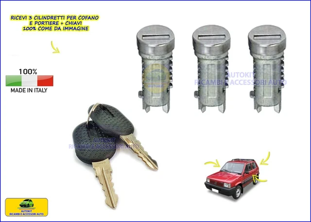 Cilindro Di Serratura Con 2 Chiavi Per Fiat Panda, Punto E Doblo' - Ricambio Per Porte Esterne