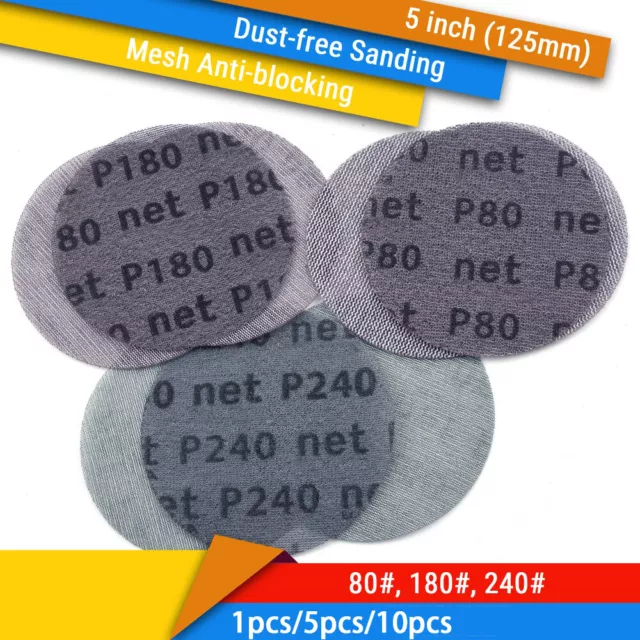 125mm Hook and Loop Assorted Grit Mesh Sanding Discs Orbital Sander Sheets AU