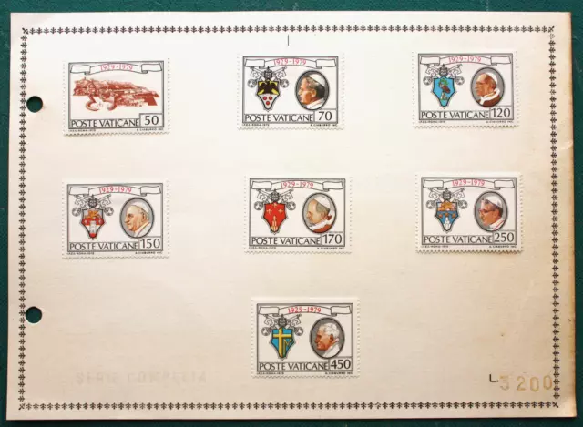 1979 50th ANNIVERSARY OF VATICAN STATE 7x Stamps POPE 1929-79 LIMITED ED/3200