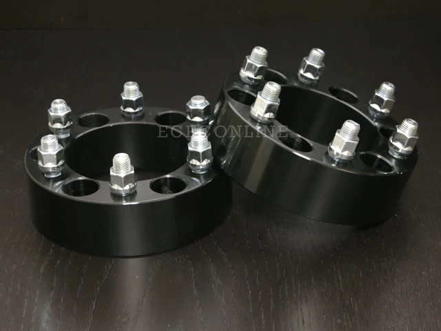 (2) 2" Black Wheel Spacers 6x5.5 to 6x5.5 | 14x1.5 Studs | 6x139.7 to 6x139.7