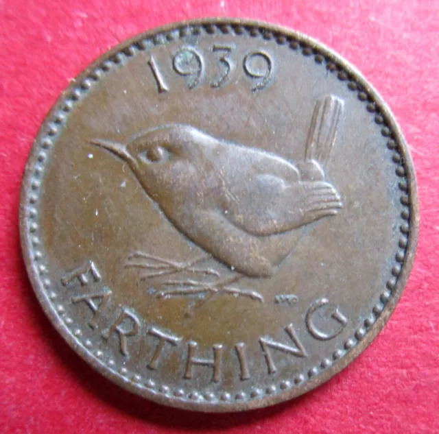 Britain  Perfect Year Celebration Date 1939 One Wren Farthing Coin Birthdays Ect