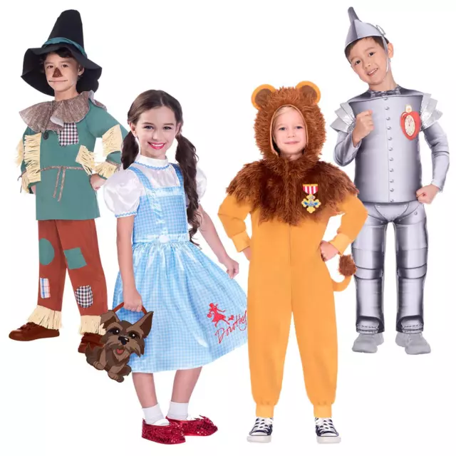 Kids Official Wizard Of Oz Dorothy Tin Man Scarecrow Cowardly Lion Book Costumes