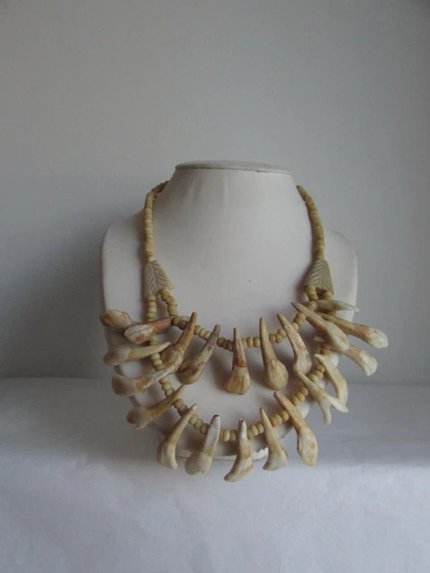 Collier Fantaisie Style Ethnique En Nacre Et Bois - Double Rang - Occasion