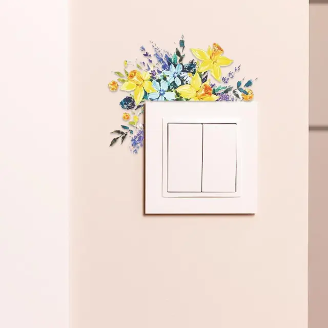 Long Lasting Wall Mural Flower Switch Wall Decorative Self-adhesivxpa K1W4
