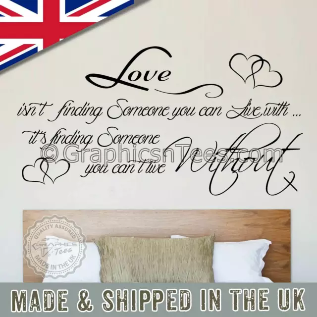 Love Is Someone Cant Live Without Romantic Bedroom Wall Sticker Quote Decor