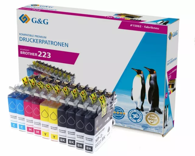 10er Pack G&G Patronen komp. mit Brother LC-223 LC-223BK LC-223C LC-223M LC-223Y 2