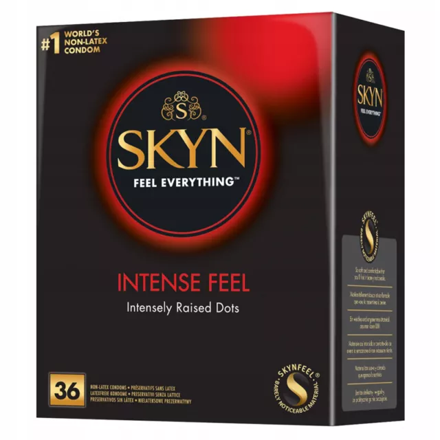 Skyn Intense Feel Préservatifs sans Latex Polyisoprene à Pois Texture Box De 36