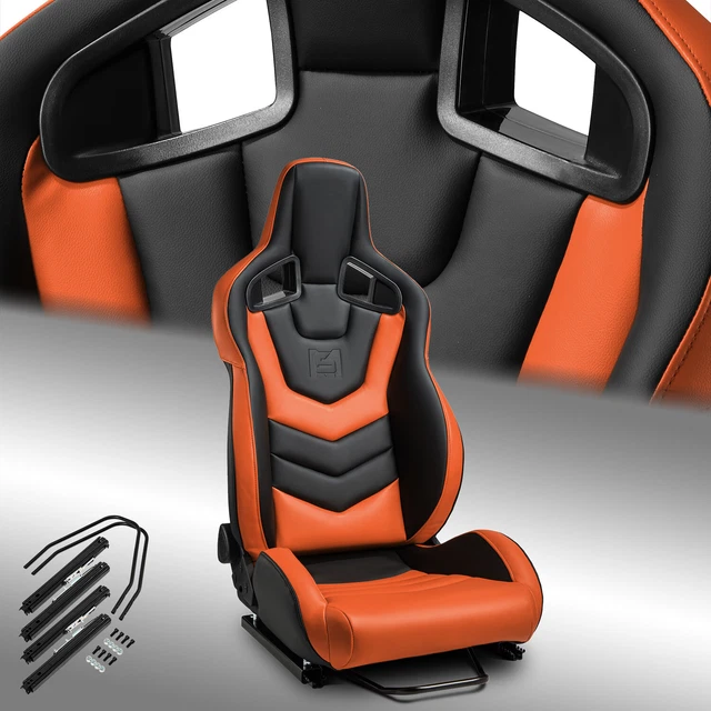 RECLINABLE PVC RACING Seats Universal Car Seat BlackOrange EVOSeries