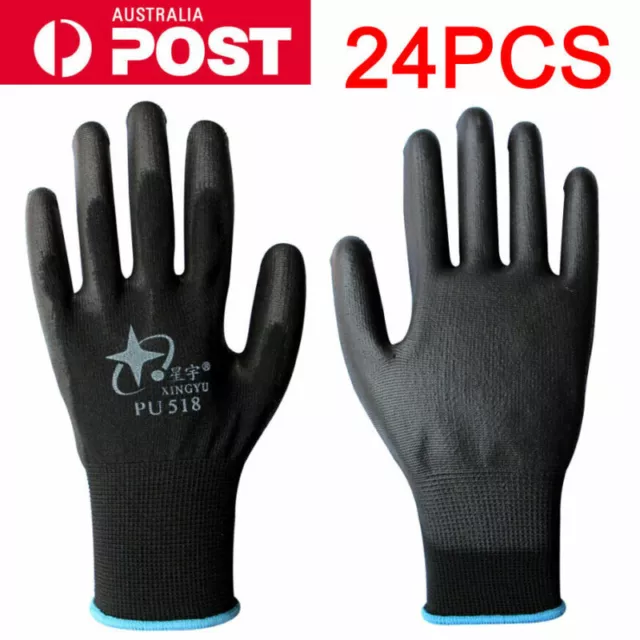 24PCS Antistatic Nylon Gloves Work Safety Working Mechanic Gloves Garden Builder