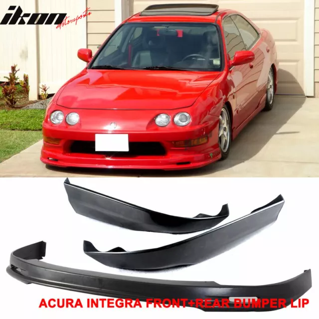 Fits 98-01 Acura Integra Mugen Style Front & Rear Bumper Lip Kit Unpainted PP